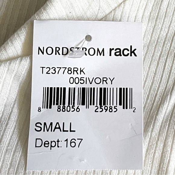 Soprano Nordstrom Ivory Longline Ribbed Mock Neck Top Size S NWT - Picture 7 of 9